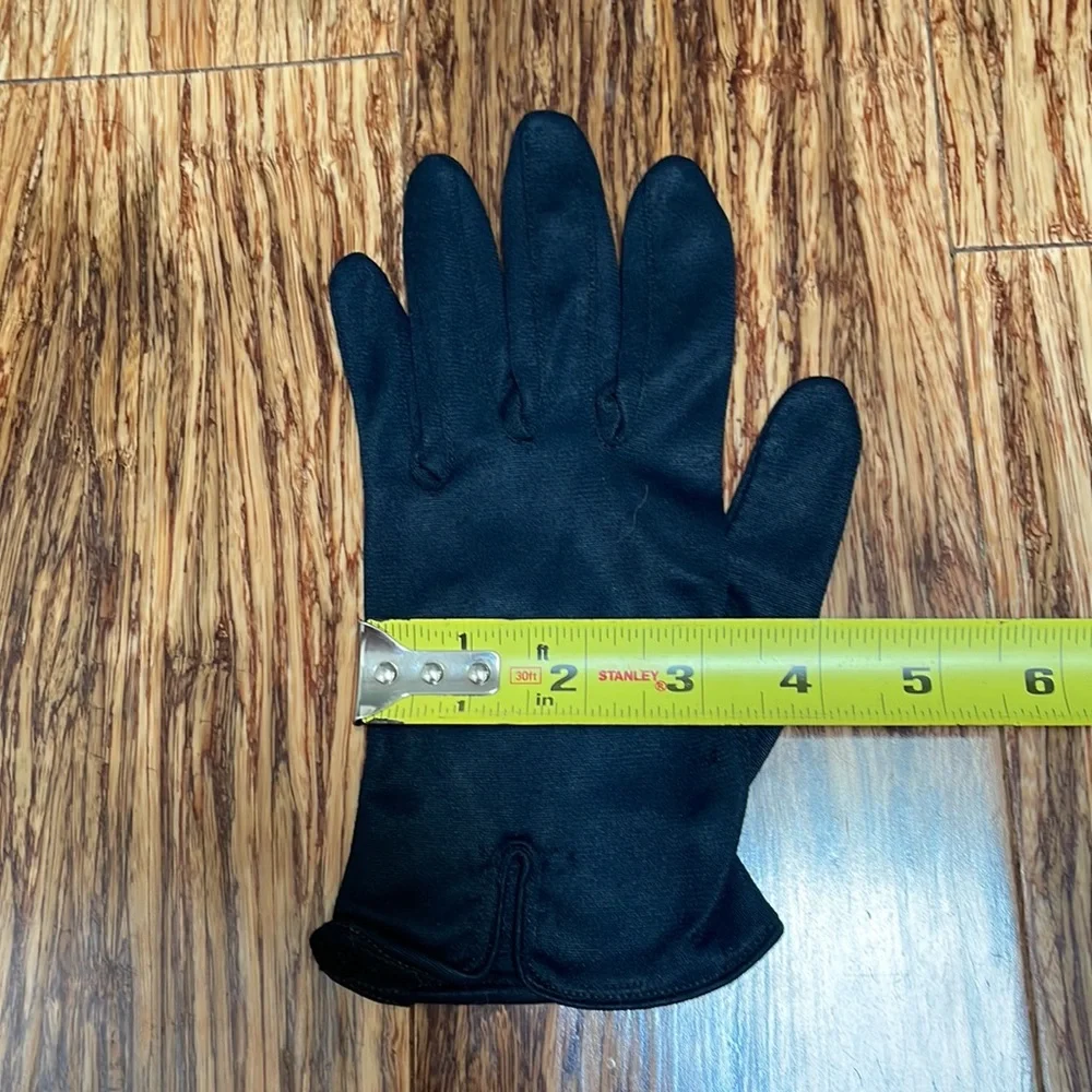 Vintage black stretchy fabric driving gloves one size